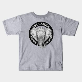 Sri Lanka Elephant Black & White (Ceylon Elephant) Kids T-Shirt